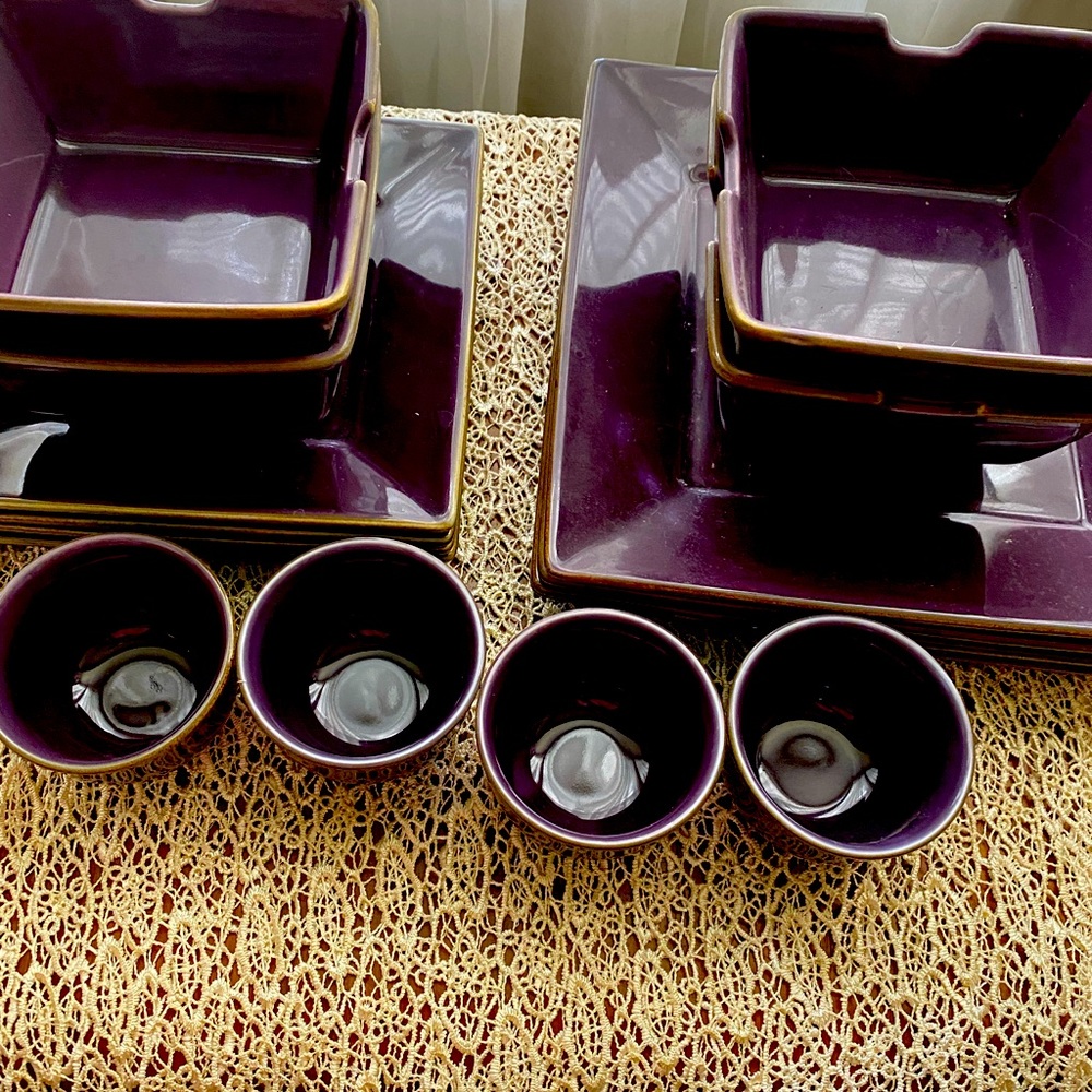 Pottery Barn 4 Person Place Setting Sushi Magenta dish set